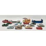 Dinky and Corgi playworn diecast model cars to include Dinky Toys 238 Jaguar Typed D, Dinky Toys 182