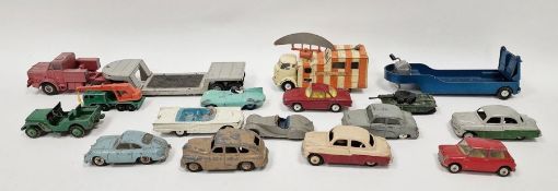 Dinky and Corgi playworn diecast model cars to include Dinky Toys 238 Jaguar Typed D, Dinky Toys 182