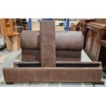 Brown leather-effect bedstead for a 4' bed