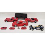 Seven loose mainly Burago unboxed diecast model cars to include 1/18 scale Ferrari 250 Testa Rosa (