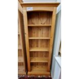 Pine five-tier open bookcase, 168.5cm high x 66cm wide x 25.5cm deep