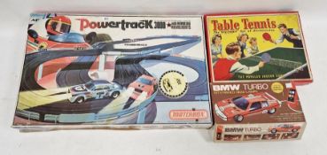 Matchbox Powertrack 3000 in box together with a BMW Turbo with Hinged headlamps and 4-way remote