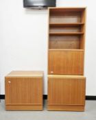 Poul Hundevad Danish teak bookcase unit having two shelves, fall front below, the base with single