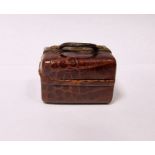 Travelling inkwell formed as a miniature Gladstone bag 3.4cms h. x 3cms deep and 4.5cms w.