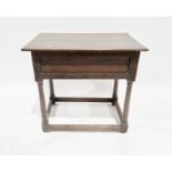 Oak side table on turned supports and cross stretchers, 79cm wide Condition Report Sides are wood