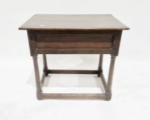 Oak side table on turned supports and cross stretchers, 79cm wide Condition Report Sides are wood