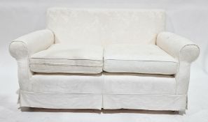Multi-York cream upholstered sofa and a pair of matching armchairs (3) Condition Report Foam stuffed