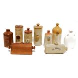 Quantity of stoneware hot water bottles to include examples by Mence Smith, Grimwades, J. R. Price