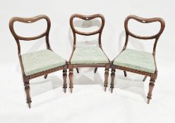 Harlequin set of five Victorian rosewood hoop back dining chairs (3+2) each with trafalgar seat,