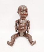 Armand Marseille black doll circa 1940, marked to back of head 'A.M Germany 549/4K' with brown