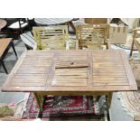 Wooden garden table and two wooden garden chairs (3)