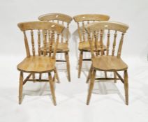 Matched set of four pine kitchen chairs (4)