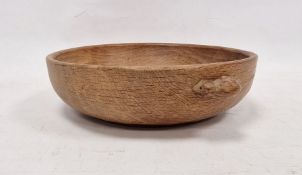 Mouseman carved wooden bowl Condition Report Some scratches and very small chips to base off bowl.