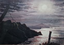 Alan Davies  Watercolour "Evening Reflections, Pwll Deri", signed lower right, framed and glazed,