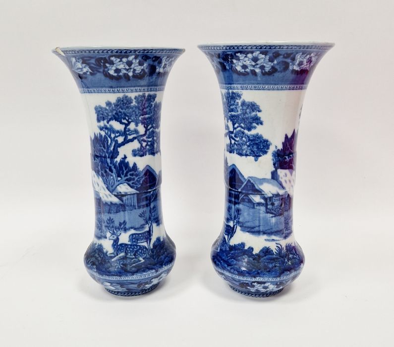 Pair of Wedgwood 'Fallow Deer' pattern vases, 22cm high (2)