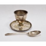 1960s silver egg cup and spoon, Birmingham 1965, makers mark K.B., 2.4ozt approx. 6cm high in Kemp