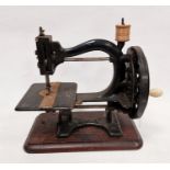 Late 19th century Wanzer Model A sewing machine, patented c.1870's, mounted upon wooden base,