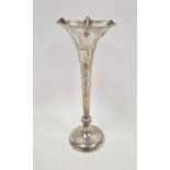 Early 20th century silver-mounted trumpet-shaped vase, Birmingham 1904, makers mark 'AC'(?), 26.