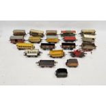 Quantity of loose and boxed Hornby O' Gauge rolling stock to include No.1 Cattle Truck (boxed),
