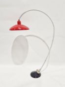 Mid to late 20th century curved standard lamp with red metal shade, 58cm high approx.