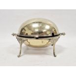 Silver-plated dome top revolving breakfast dish, 20cm high