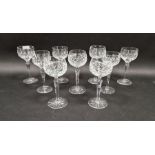 Set of five crystal hock glasses and another set of four (9)