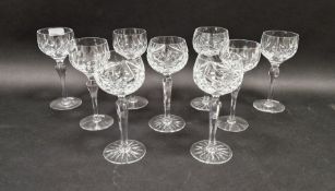 Set of five crystal hock glasses and another set of four (9)