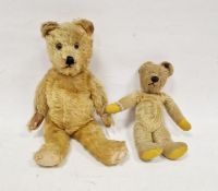 Small plush teddy bear with metal stud to ear, 25.5cm and another teddy bear, 36cm (2)