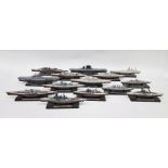 14 diecast model warships to include HMS Hood, HMS Vanguard, RM Rona,  USS Hornet, USS Lengon, HMS