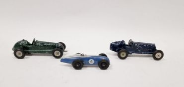 Two Scamold playworn diecast model cars to include No.103 Maserati- green, No.101 E.R.A.- dark