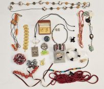 Quantity of designer costume jewellery including Norwegian yellow silver-gilt brooch, Val Hunt