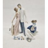 Lladro figure of a couple dancing, no.6475 to base, 30cm high, a Lladro figure of a young girl
