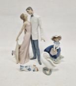 Lladro figure of a couple dancing, no.6475 to base, 30cm high, a Lladro figure of a young girl