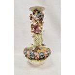 Early 20th century continental ceramic centrepiece adorned with a large depiction of a lady in