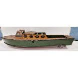 Vintage wooden pond boat with inbuilt electric motor