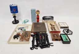 Assorted collectables to include some unused Japanese stamps dated 1975, a miniature doll's tea