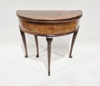 19th century mahogany demi-lune tea table on cabriole supports, 70cm high x 76.5cm wide x 38.5cm