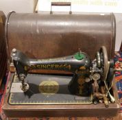 Vintage Singer sewing machine, no.F8019007, housed in original wooden case