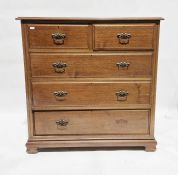 Early 20th century oak chest of two short and three long drawers, on bracket feet, 123.5cm high x