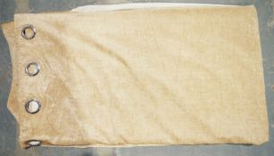 LOT WITHDRAWN Two pairs of very large yellow-coloured eyelet curtains Dimensions: 228cm x 228cm