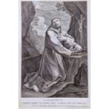 Cornelis Bloemaert (1603-1684) after Guido Reni (1575-1642) Engraving Saint Francis of Assisi in the