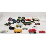 Quantity of Corgi, Maisto, Saico playworn diecast model cars to include, 2 x Maisto Jaguar XJ220,