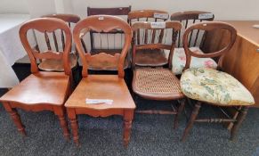 19th century country stained wood armchair with turned cross rail, three railback kitchen dining