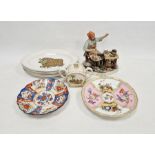 Grindley & Co set of five 'Beefeater' plates, oval, a Capodimonte-style figure of a gentleman