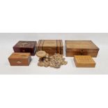 Assortment of wooden boxes, to include a Japanese lacquered example, inlaid storage box and more,