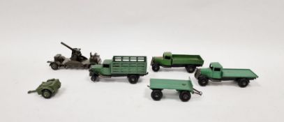 Dinky playworn diecast model cars to include No.25T Flat truck and Trailer - containing No.25C