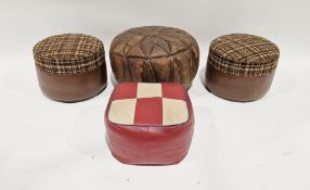 Pair of leather and fabric stools and two other leather stools (4)