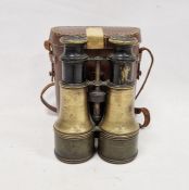 Pair of French Verres brass and black painted early 20th century extending binoculars, within a