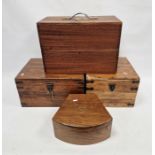 Assortment of wooden boxes, to include two metal bound example and a sextant box, the largest
