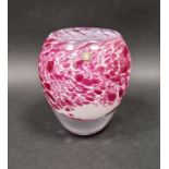 Wedgwood studio Art glass vase in pink and white marble effect, 14.5cm high